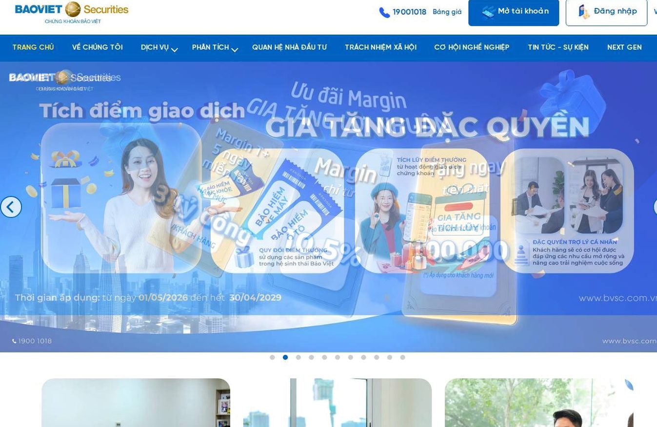 Screenshot of the Bao Viet Securities (BVSC) website