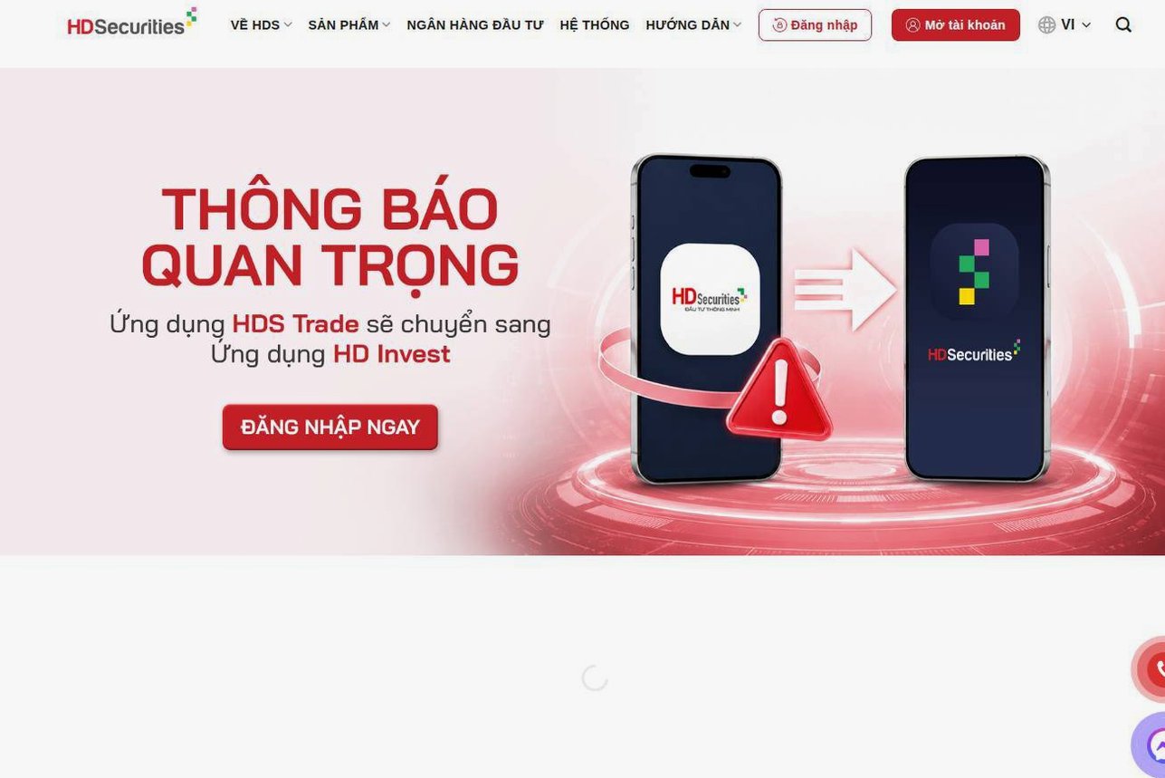 Screenshot of the HD Securities (HDS) website