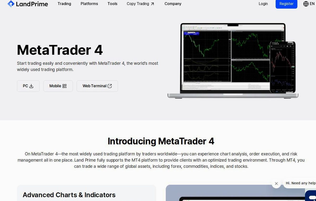 The platform page on the Land-FX website