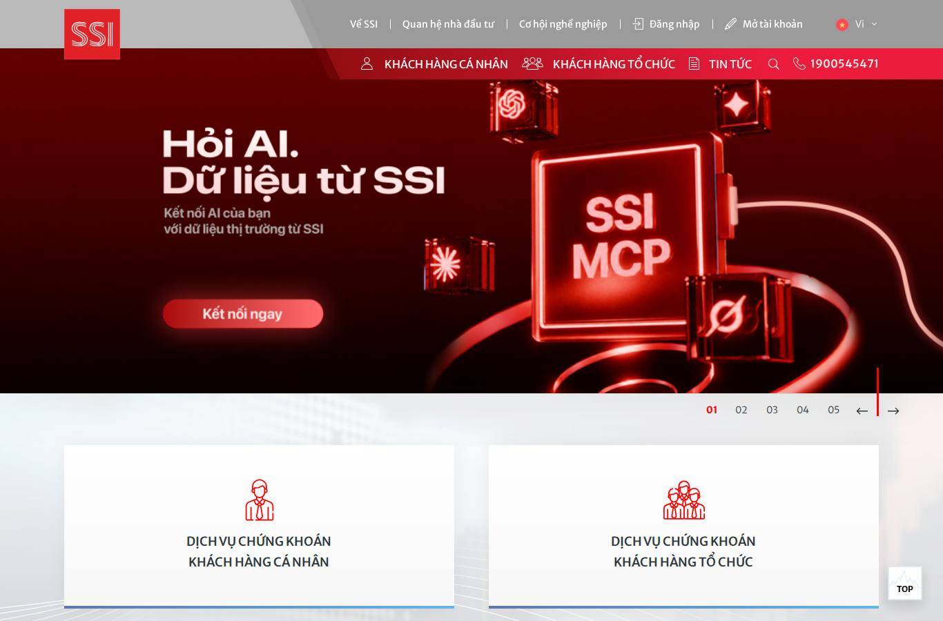 Screenshot of the SSI Securities (SSI) website
