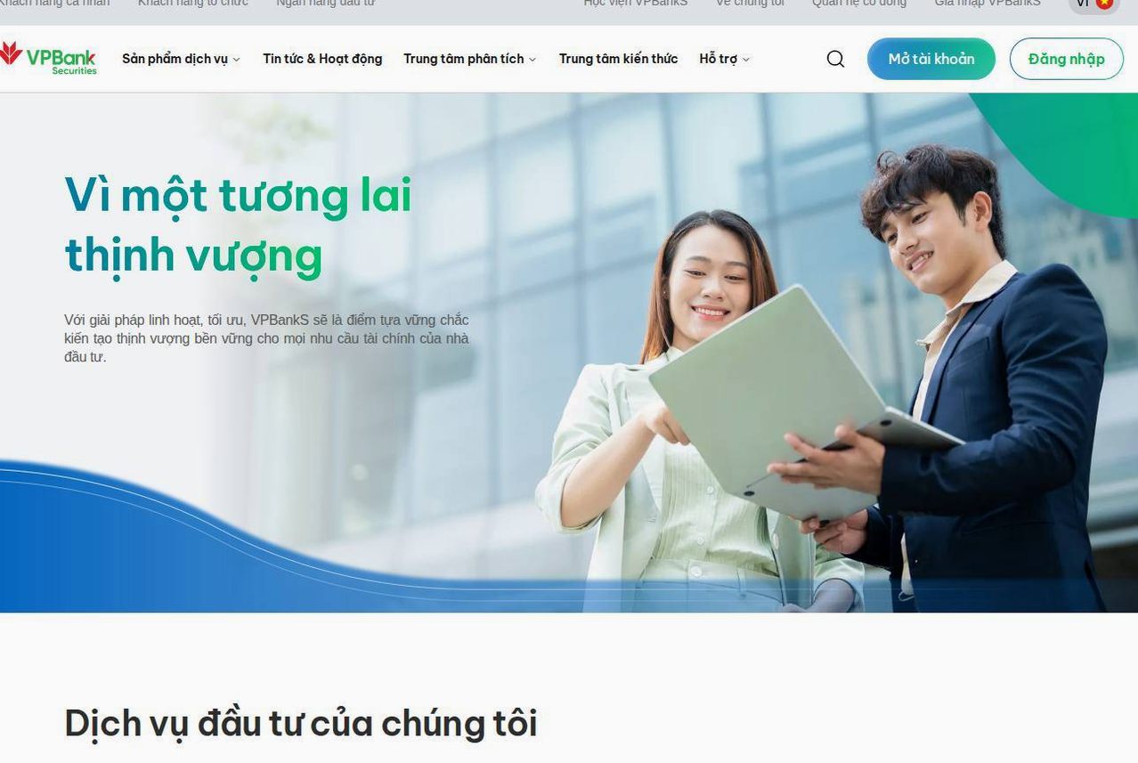 Screenshot of the VPBank Securities (VPBankS) website