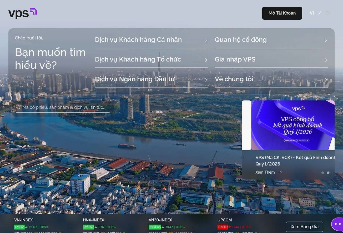 Screenshot of the VPS Securities (VPS) website